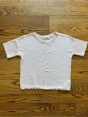 American Eagle Outfitters Short Sleeve Soft Waffle Knit Ribbed Tee in Light Pink